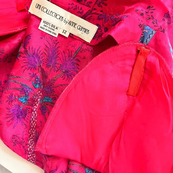 Vintage 80s Umi Collections by Anne Crimmins Size 12 Silk Blouse Peacock - Picture 3 of 13